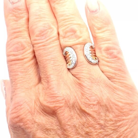 Authentic! Cartier Diamond Double C 18k Tri-Color Gold Band Ring Size 53 US 6.25 - Picture 9 of 11